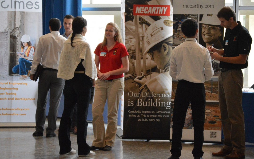 ASCE Career fair with students speaking to recruiters