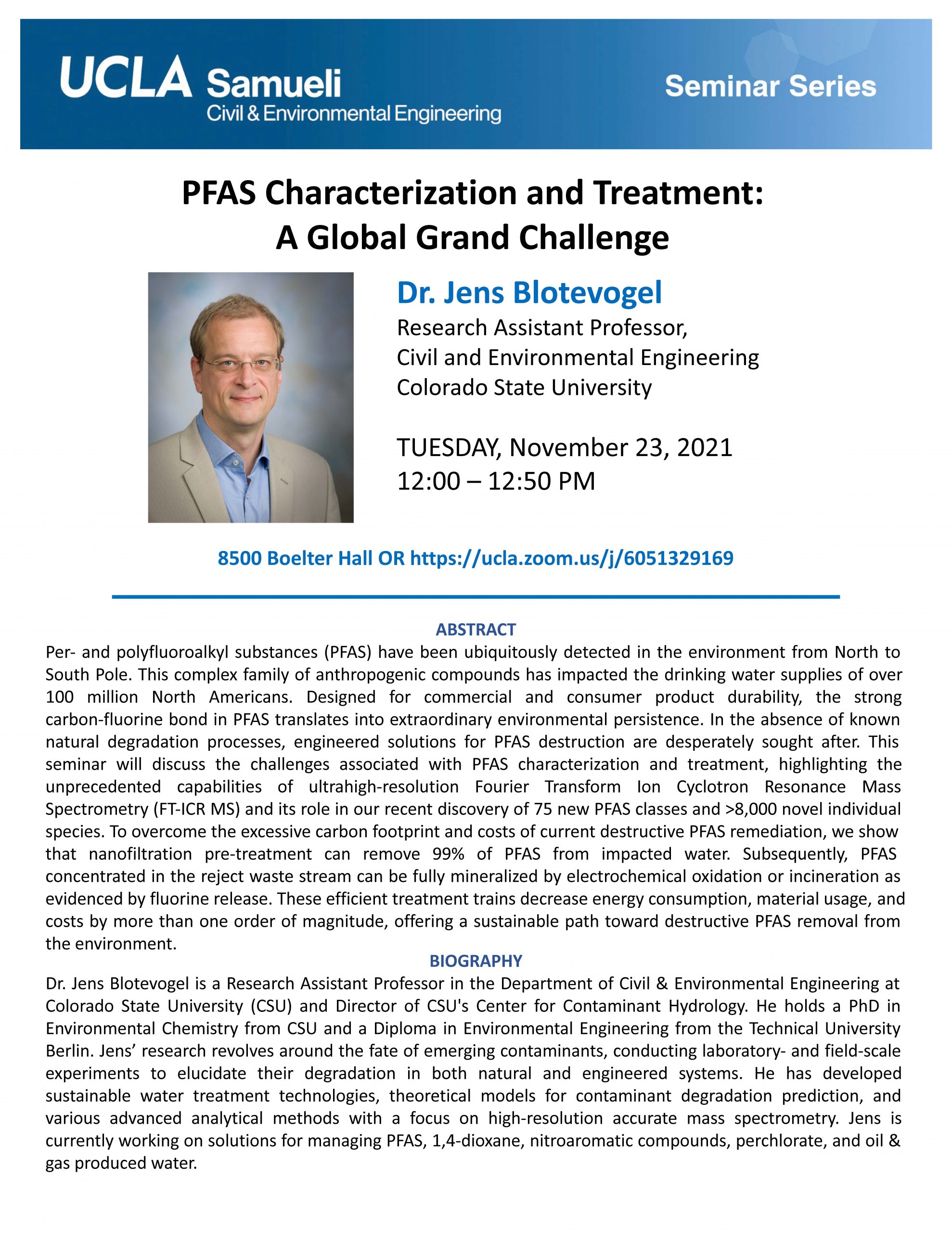 CEE 200 Seminar: Dr. Jens Blotevogel