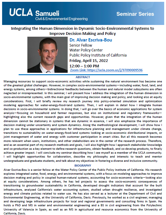 CEE Seminar: Dr. Alvar Escriva-Bou