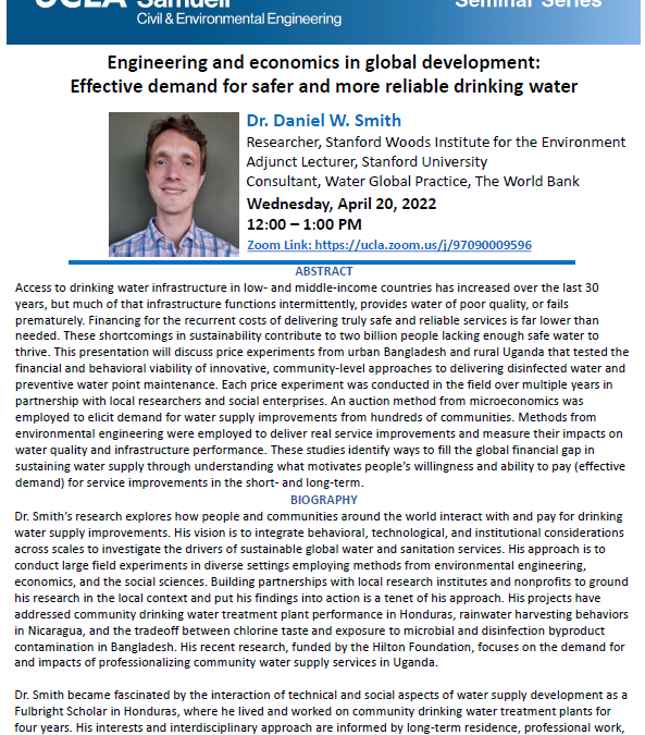 Flyer showing Smith's photo, abstract, and bio