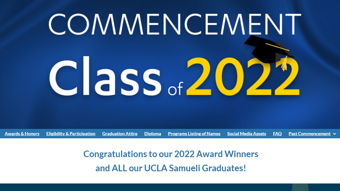 Screenshot of the banner for the 2022 Commencement Awards taken from the UCLA Samueli website