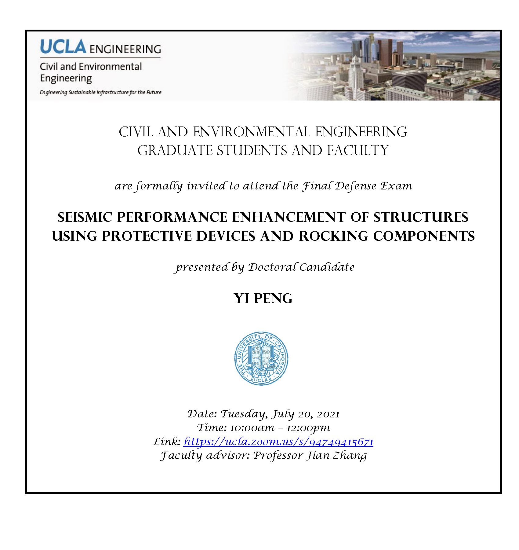 Defense Exam: Yi Peng