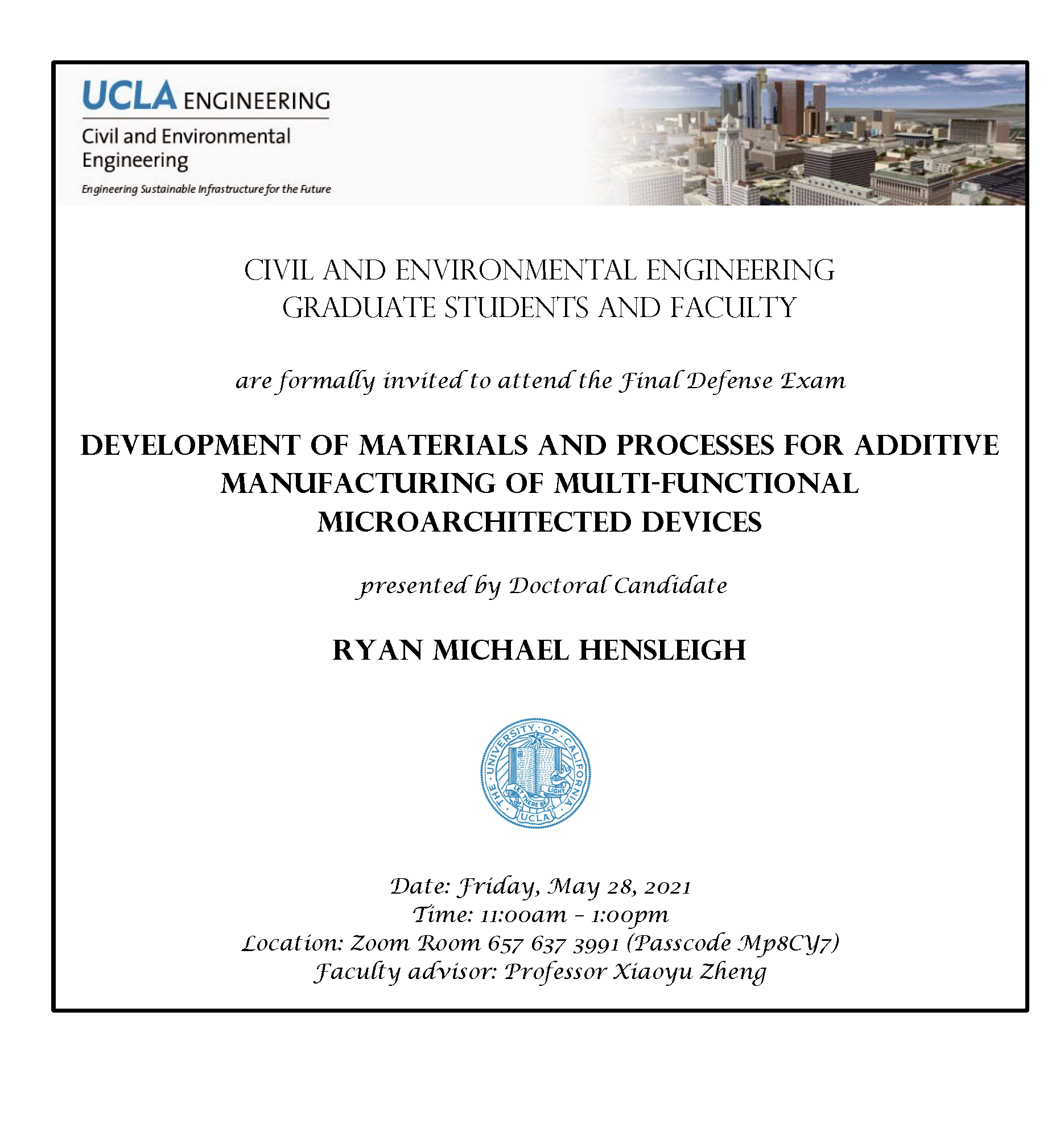 Defense Exam: Ryan Michael Hensleigh