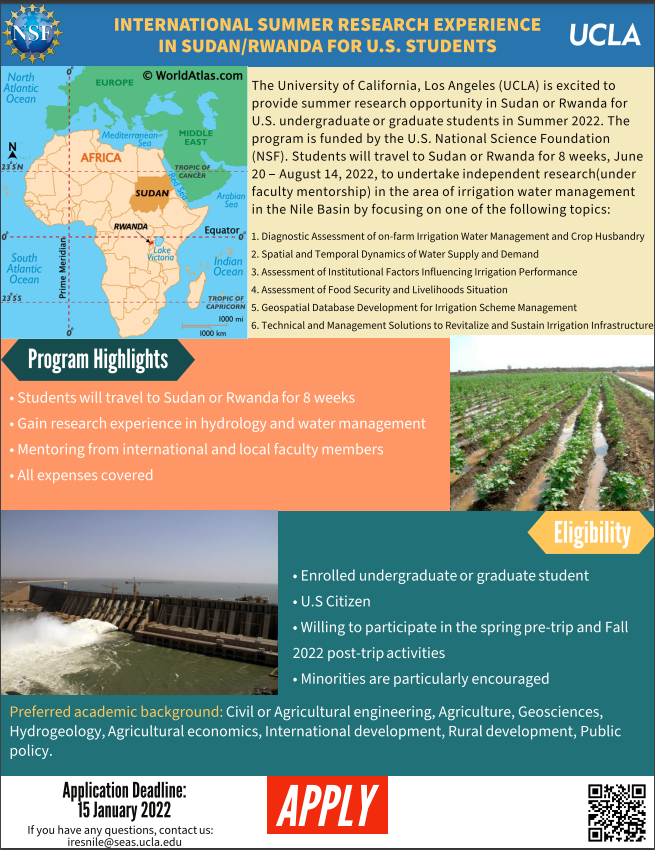 Flyer for IRES Nile Research Opportunity 2022