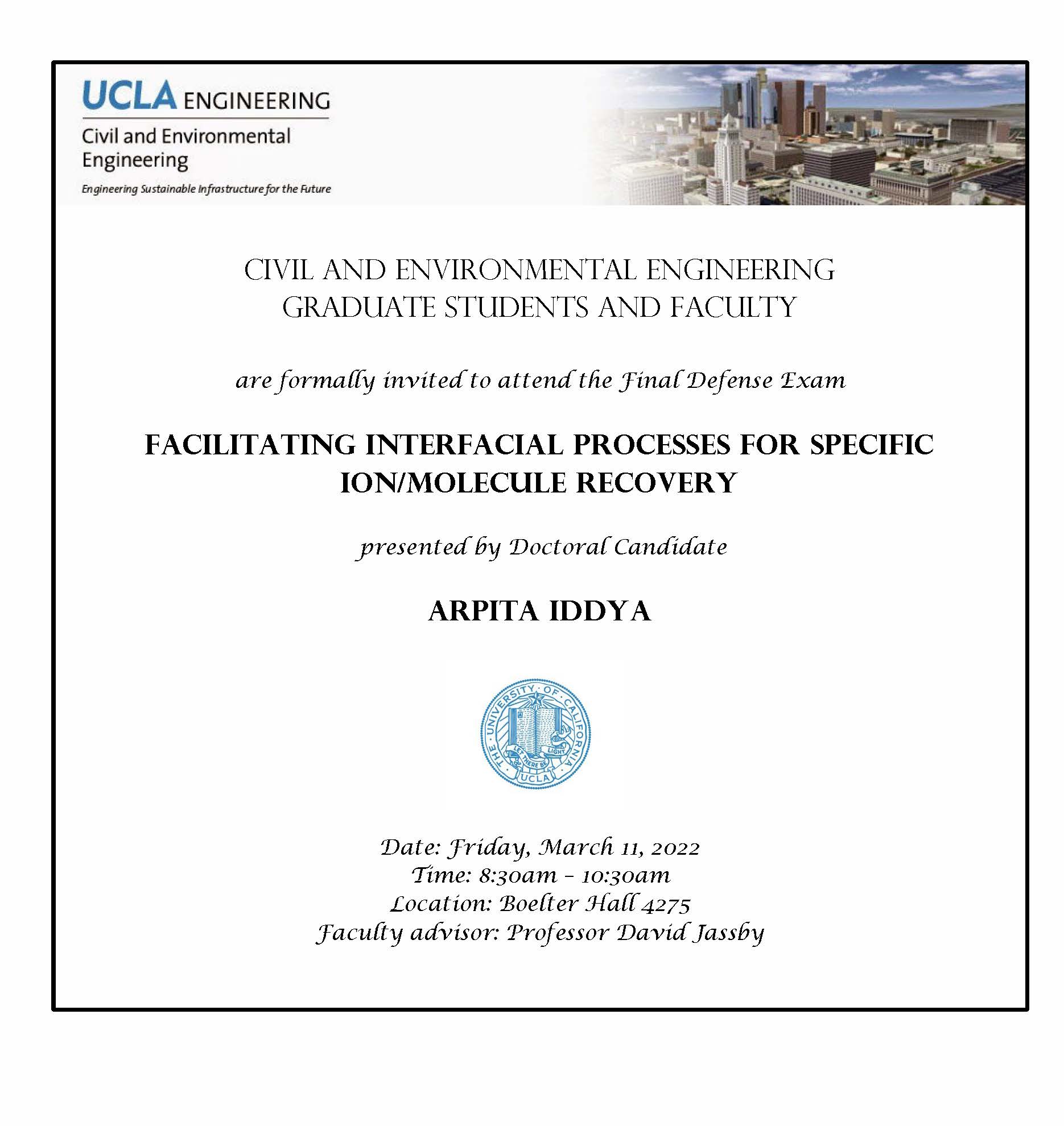 Defense Exam: Arpita Iddya