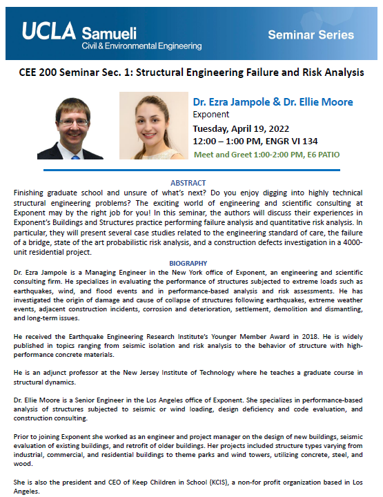 CEE 200 Seminar: Dr. Ezra Jampole & Dr. Ellie Moore