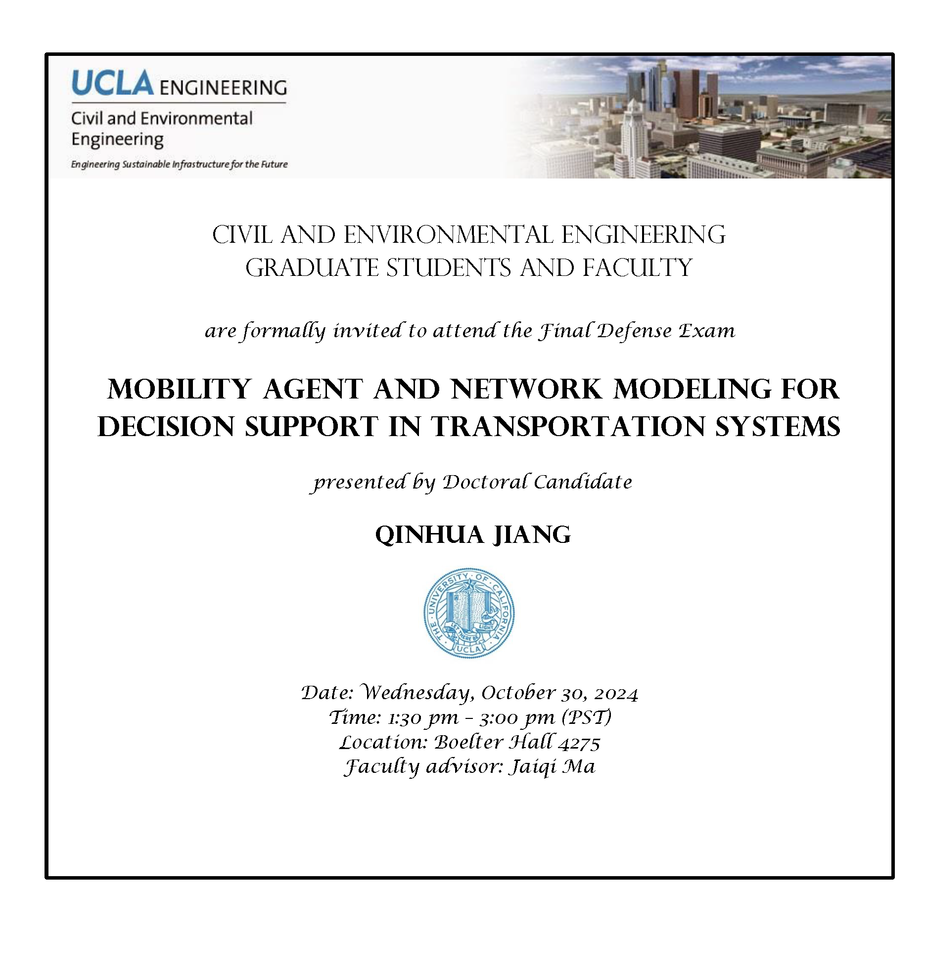 Defense Exam: Qinhua Jiang
