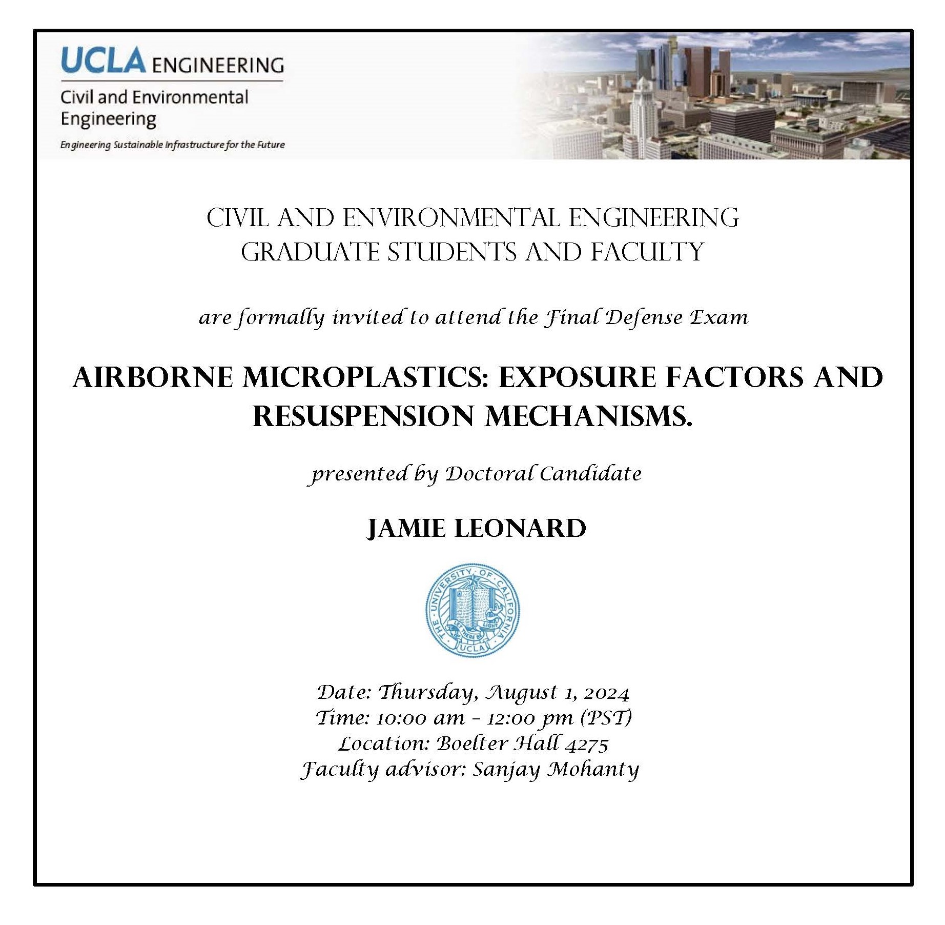 Defense Exam: Jamie Leonard