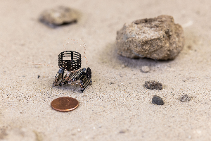 Show the meta-bot next to a penny, which is roughly the same size as the meta-bot