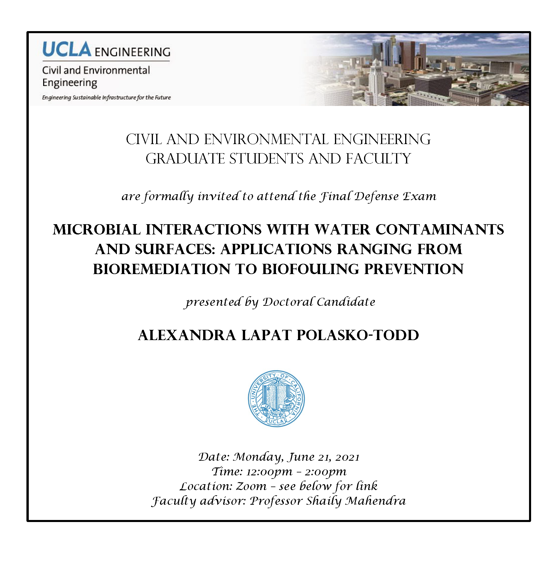 Defense Exam: Alexandra LaPat Polasko-Todd