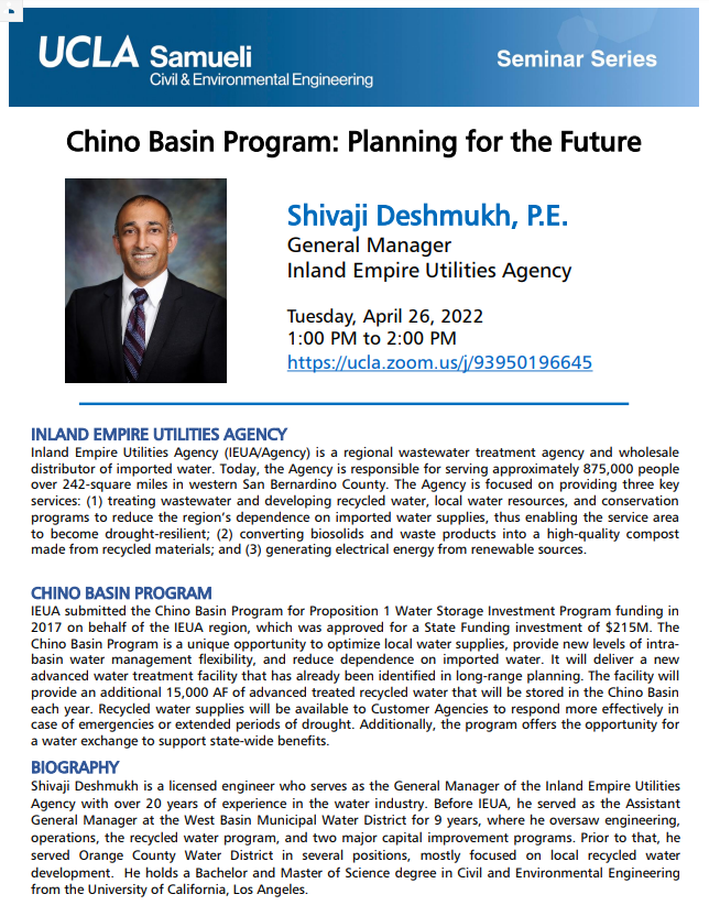 CEE 200 Seminar: Shivaji Deshmukh, P.E.