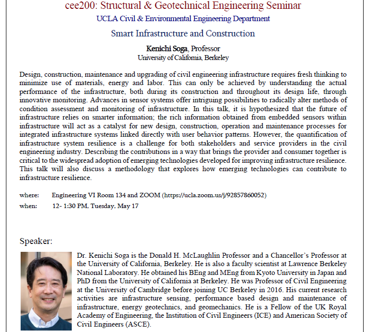 Flyer for Dr. Kenichi Soga's seminar