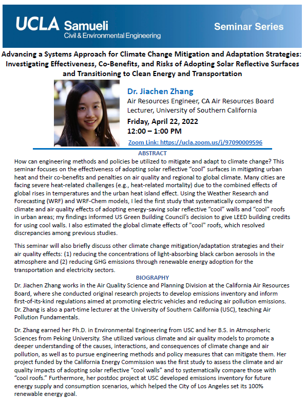 CEE Seminar: Dr. Jiachen Zhang